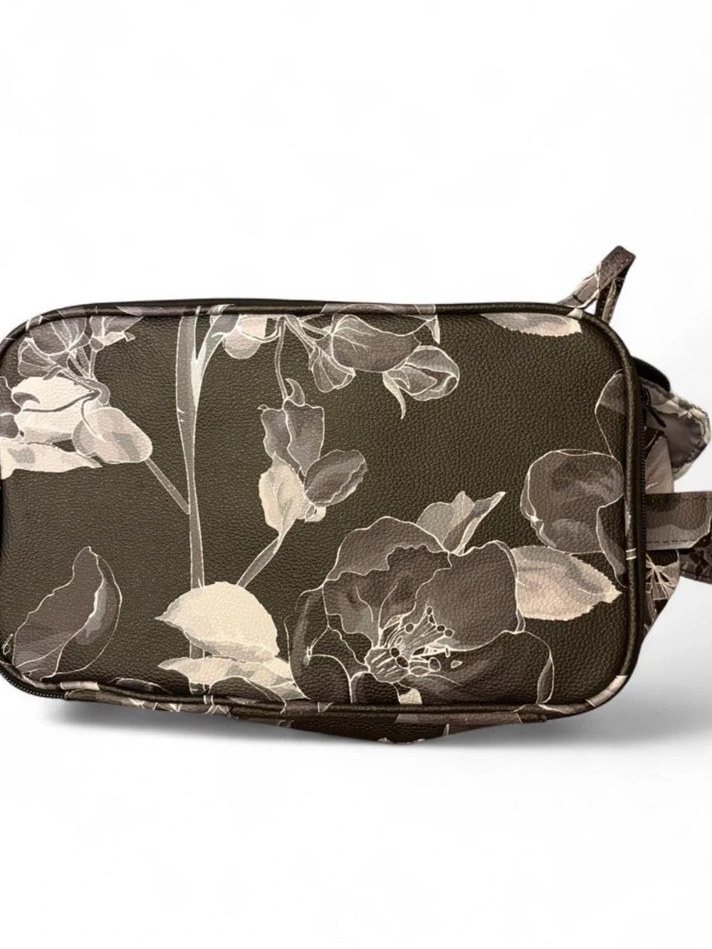 Floral Print Crossbody Bag in Brown and Cream